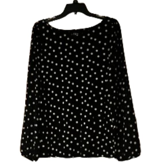 Loft Black & White Polka Dot Blouse w/Sheer Sleeves - Medium - Picture 2 of 5